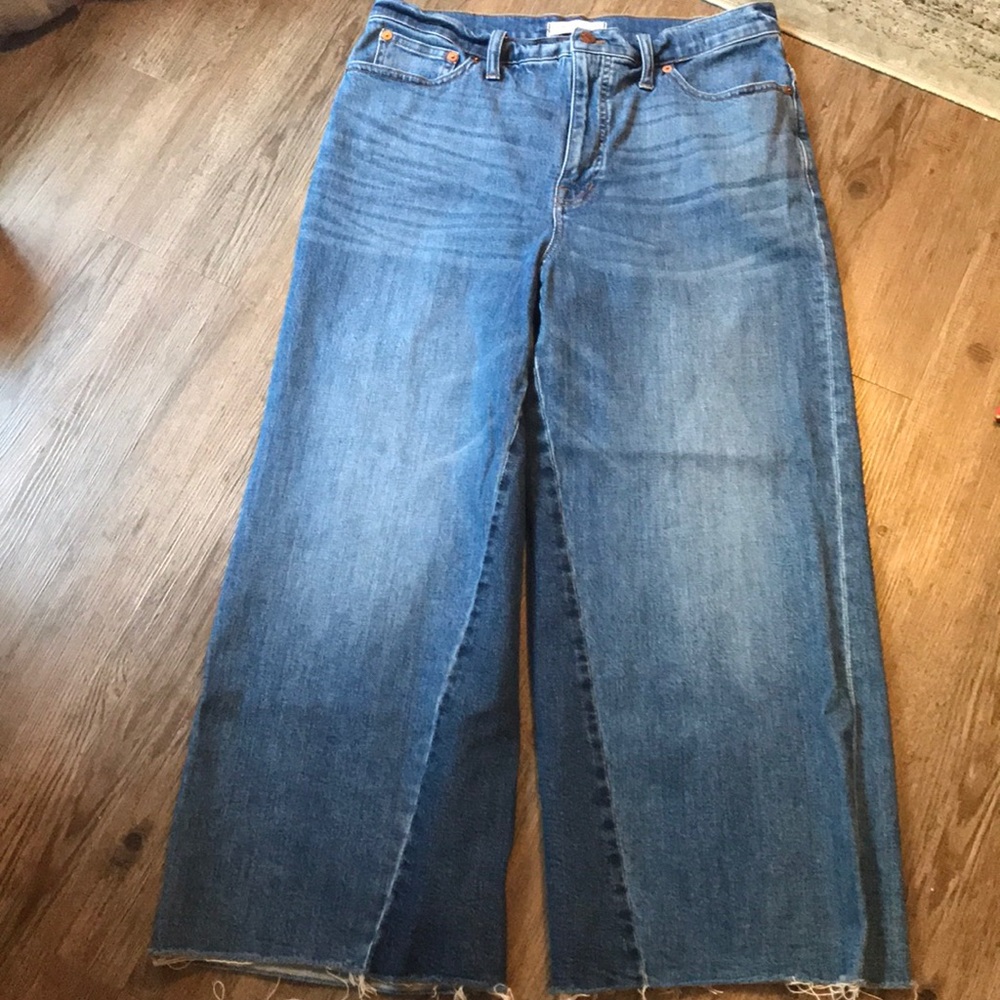 MADEWELL high waisted crop, wide leg, raw hem